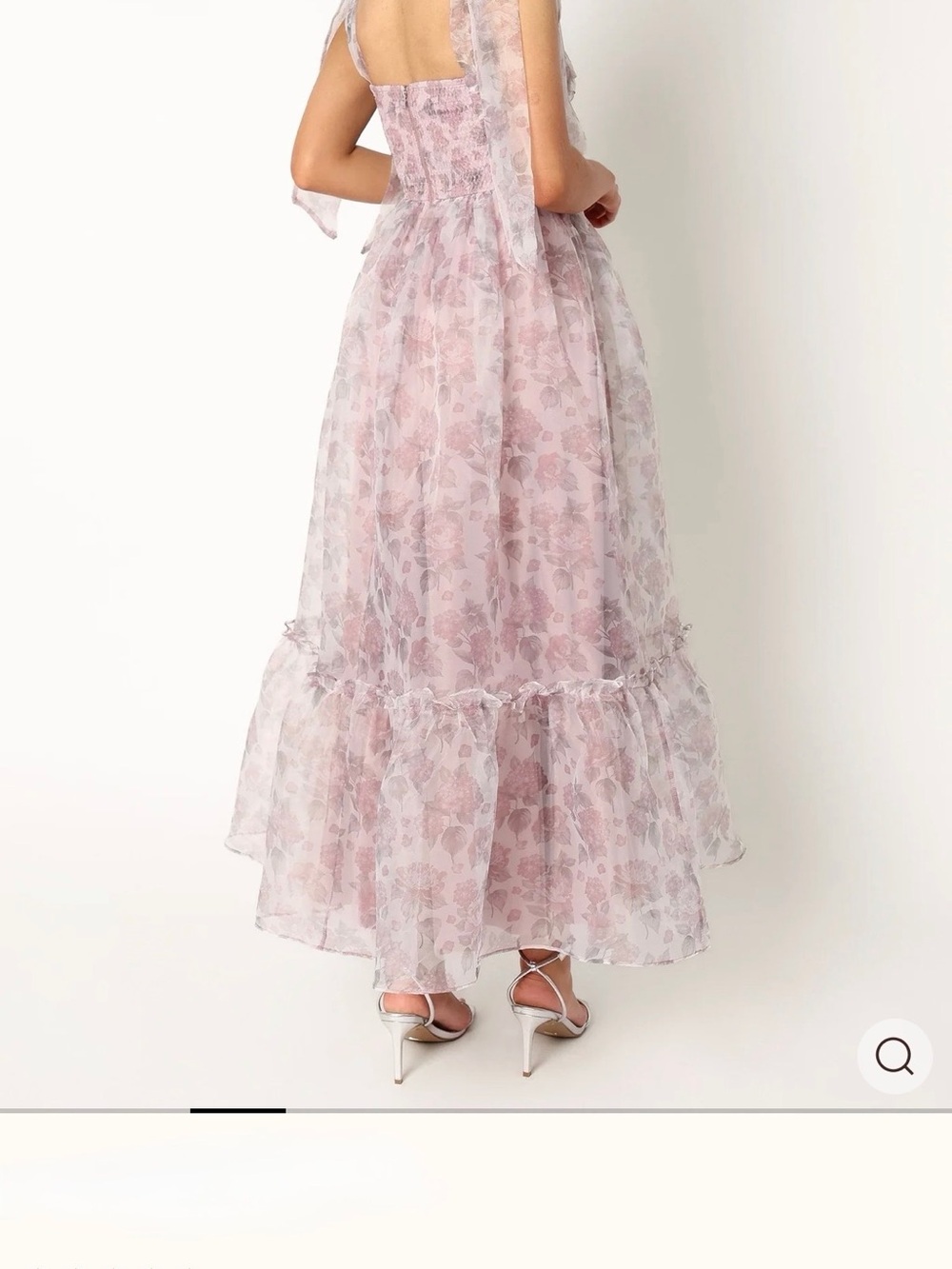 Petal and Pup Sheer Floral purple pink  Maxi Dress with Sweetheart Neckline - Picture 3 of 5